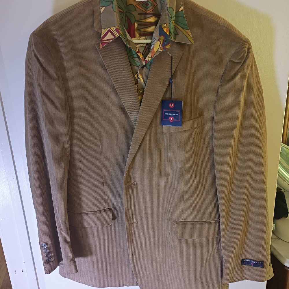 Saddlebred Tan Corduroy Blazer NEW with Tags. Fully Lined 46M